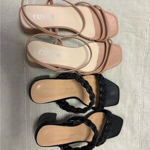 Sincerely Jules Black and Tan Braided Sandal Bundle